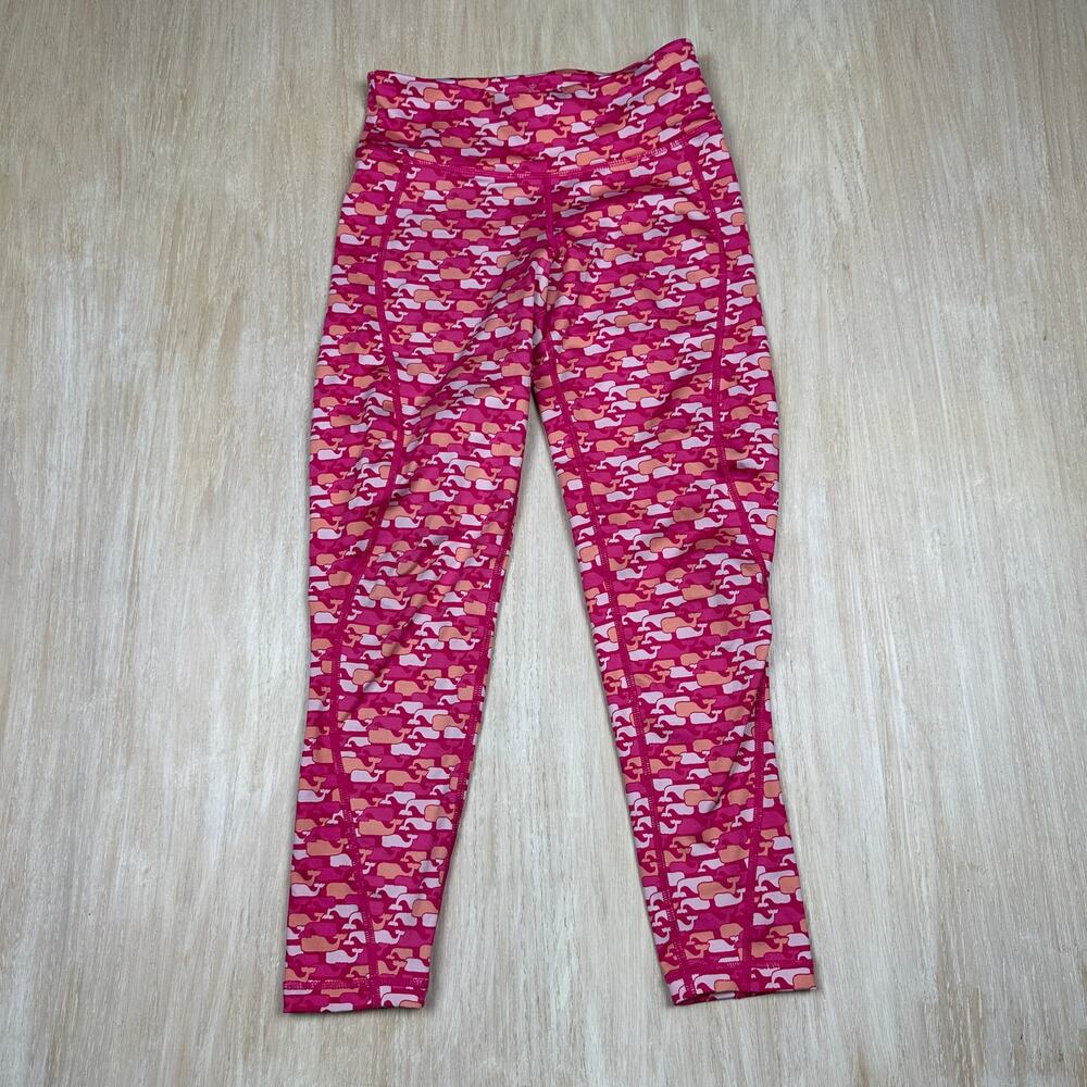 Vineyard Vines Pink Whale Outline Print Performance Pull On Active Leggings XS